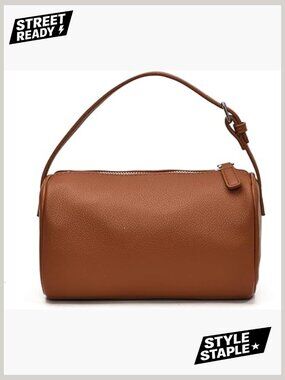 Small Shoulder Bag with Lychee Leather – Zip Top, Adjustable Strap